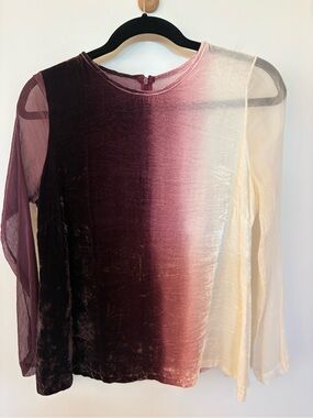 Tie dye cashmere velvet long sleeve top